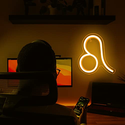 Image of The Zodiac Horoscope Neon Sign, Leo LED Neon Signs for Wall Decor, Astrology Zodiac Horoscope Neon Lights Beautiful Spiritual, Birthday Party, Home Kids Room Decor Leo