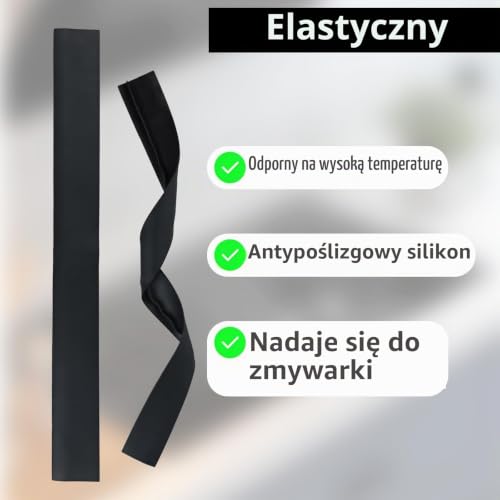 Hohitenz Zestaw 2 wypełniaczy szczelin czarny 63,5 cm – silikonowa listwa między kuchenką a blatem, profil T, odporna na ciepło i elastyczna – maskownica do kuchni/piekarnika/pralki