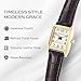 Miykon Gold Vintage Watches for Women - Small Dainty Tank, Square Womens Watch with Brown Genuine Leather Strap - Second Hand, Japanese Quartz, Waterproof to 100ft
