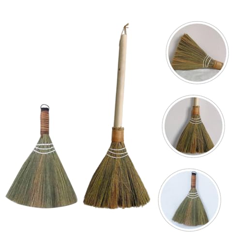 GLEAVI 2stücke Handgefertigter Gewebter Besen Abnehmbarer Griff Tischbesen Rustikaler Haushaltsbesen Für Innen Und Außen Reinigung – Bild 8