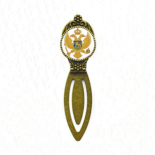 Marque-page Monténégro rétro en métal avec blason national