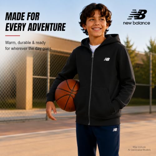 Image of New Balance Boys Zip Up Warm Fleece Hoodie Sweatshirt, Activewear 8-20