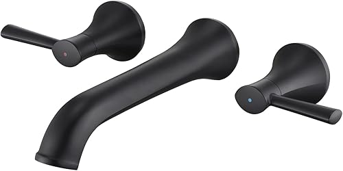 Qinkell Grifo de bañera de latón negro con 2 asas