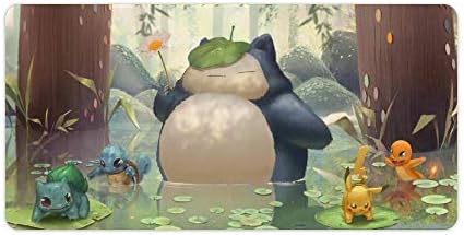 Anime Mouse pad,Pikachu Snorlax,Large Gaming Mouse Mat,Desk Mat,Waterproof Anti-Dirty No-Slip Stitched Edges Mousepad,Perfect for Computers,60x30cm,24x12 inch