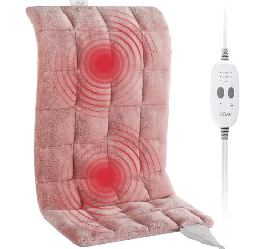 Image of Massaging Heating Pad for Back Pain Relief,12"x24" Weighted Heating Pads for Neck/Shoulder/Leg with Massager 2.86Lbs,3 Heat Levels,3 Vibration Settings,(Pink)