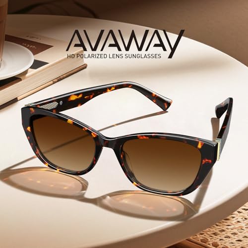 AVAWAY Polarized Cat Eye Sunglasses for Women - Retro Vintage Acetate Frame Designer Shades UV400 Protection3
