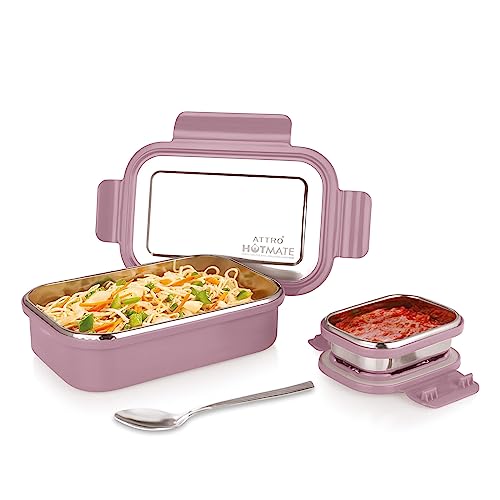 ATTRO Hotmate Stainless Steel Insulated Airtight Leak-Proof Lunch Box Unbreakable Lid,Snacks Tiffin for Kids,Light Weight,Easy Clean for Office,School,Picnic&Travelling,800 Ml - Pastel Violet (B0D66WJ7MM) Amazon Price History, Amazon Price Tracker