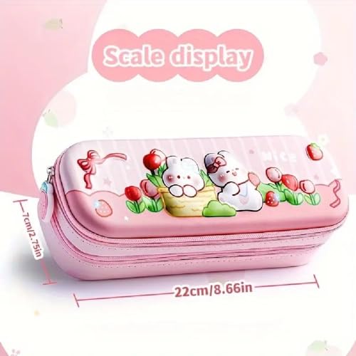 Image of Kawaii Pencil Case Ethylene Vinyl Acetate (Eva) Pencil Case Double Layer 3D Cute Pencil Aesthetic Pencil Box for Girls Large Capacity Pen Boxe (Double Layer Space Blue)