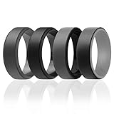ROQ Anillo de boda de silicona para hombres, disponible en 4 paquetes/anillos de boda de goma de silicona, cómodo diseño clásico, 11.5-12 (21.3mm), Metal, Sin piedras preciosas,