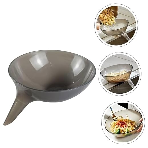 VEdusa Light Grey Draining Bowl Plastic Colander Sifter Strainer Food Strainers Strainer with Handle Fruit Drain Bowl with Funnel Pasta Drainer Fruit Colander Food Drainer Household Spout Colanders