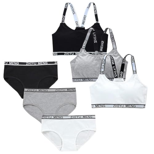Girls’ Seamless Underwear Set - Girls Bra and Underwear Sets, Training Bra with Matching Panties (6-Piece Set)