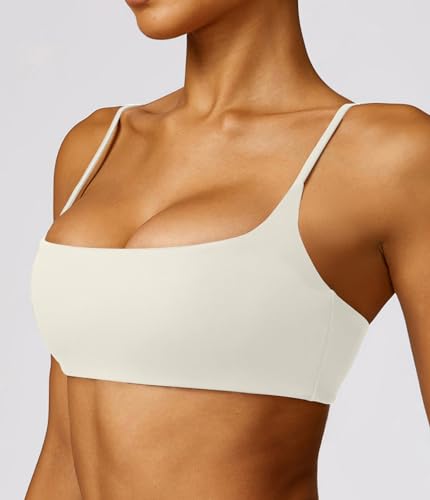 Comper Women's Sports Bra with Thin Straps Stretchy Wirefree Workout Bras Lightweight Workouts Bralette with Removable Pads2