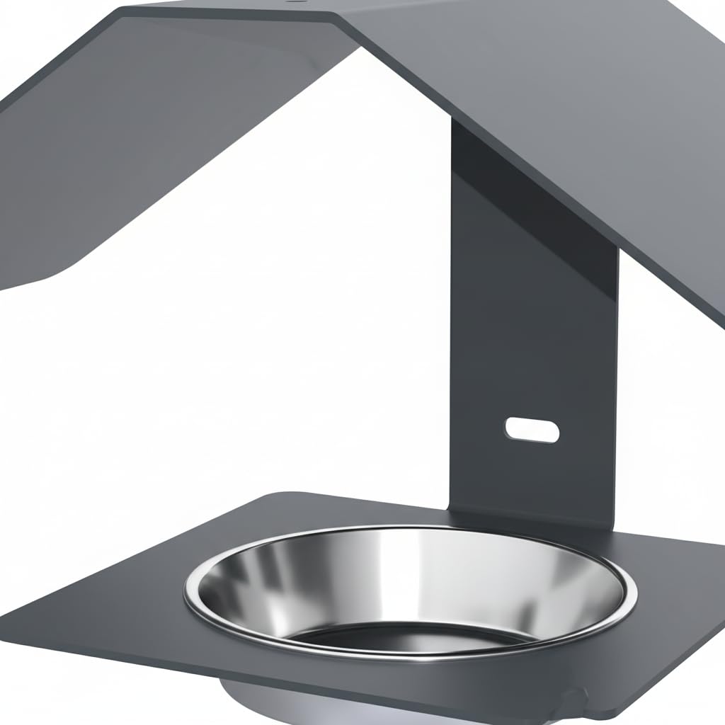 Mangeoire à Oiseaux Zéphyr Louis Moulin – Métal Anthracite Robuste – Suspendue ou Murale – Design Moderne – Gamelle INOX Amovible – Résistante au Gel et UV – 31x16x14,5 cm