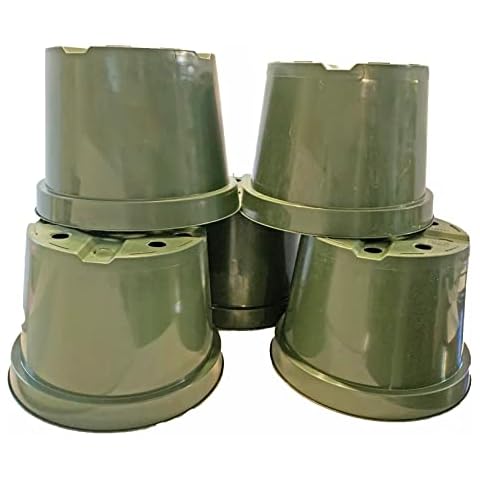 Bert's Garden Large Plastic Nursery Greenhouse Growing Transplanting Pot 8" for Flower Plant Cutting Starting, Sturdy Reusable Azalea Pot for Larger Plants Indoor Outdoor (5 Pack) Cover