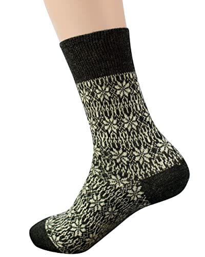 Hirsch Natur, Merino Feinstrick Norwegermuster Socken, 100% Wolle (kbT) (Schwarz/Natur, 40-41) Cover