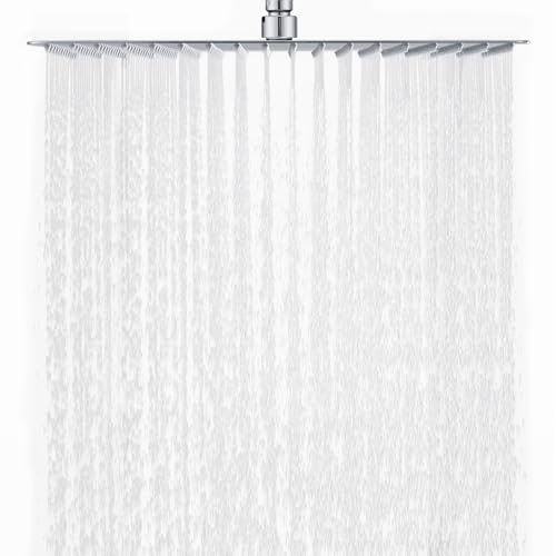 DETBOM Tete de Douche Carré 16 Pouce/40x40cm, 304 Acier Inoxydable, Tête de Douche Pluie Economie d'Eau avec 324 Buses en Silicone Anti-Calcaire Pommeau de...