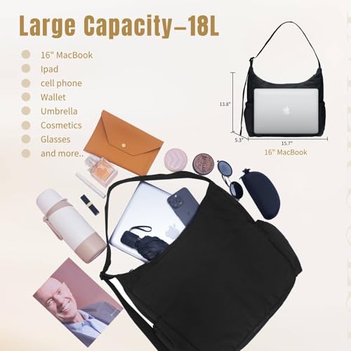 Image of Nylon Hobo Crossbody Bags for Women Large Shoulder Bag Casual Travel Handbags with Adjustable Quilted Strap