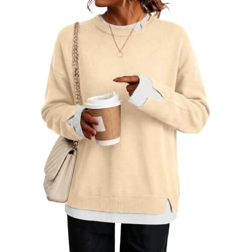 LOMON Womens Sweaters Cozy Long Sleeve Pullover To
