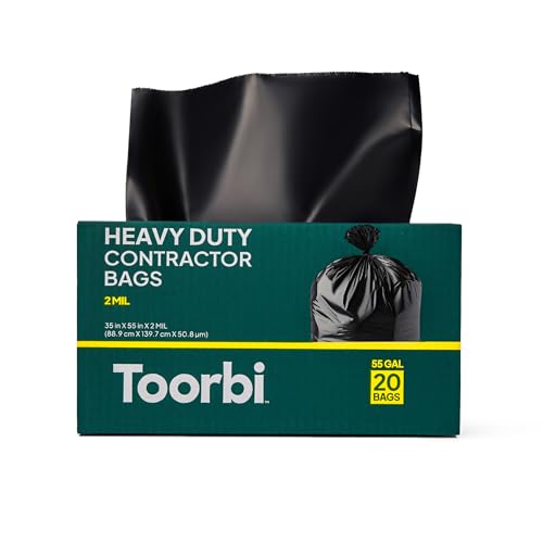 55 Gallon Trash Bags – Heavy Duty Large Black Contractor Garbage Bags | 2 MIL Thick | 35