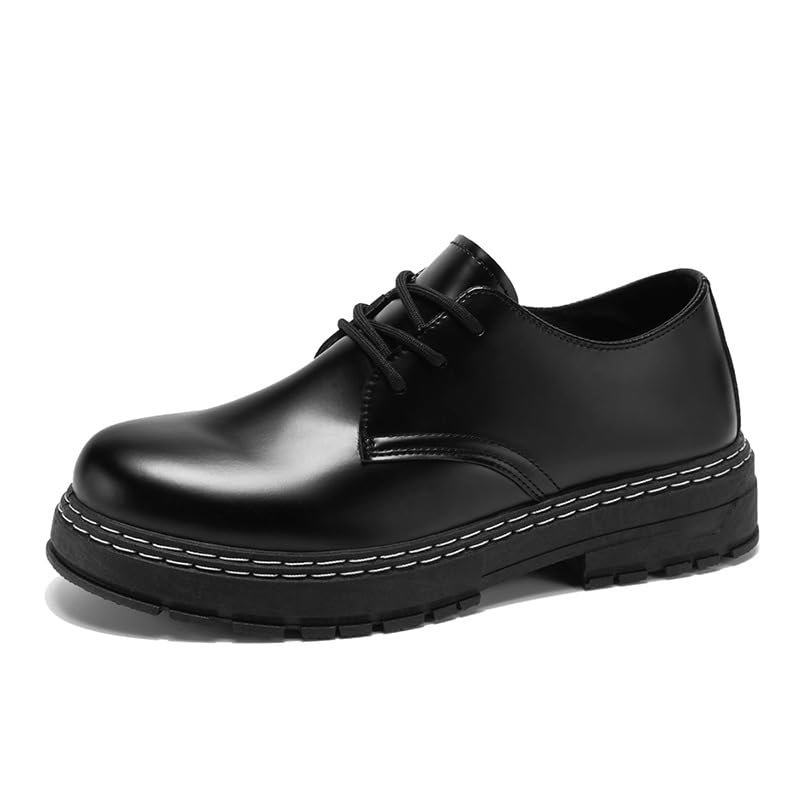 Men's Large Size Black Leather Business Casual Shoes - Formal Work Oxfords with Comfortable Dress Design