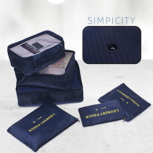 Image of Rojeam 6 Set Packing Cubes Multi-Functional Travel Storage Bags Clothing Sorting Packages