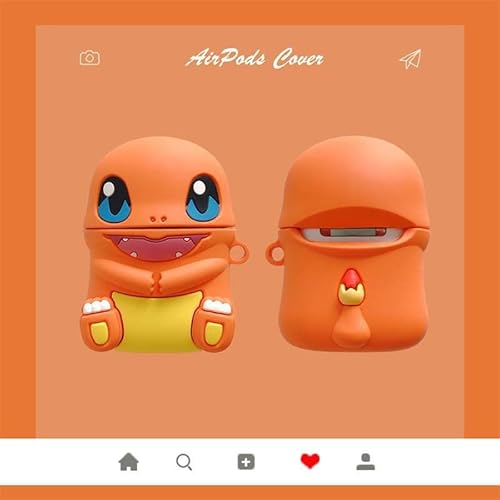 Sdfsd Airpod Case 2 Pack Matching Couple, 3D Cute Cartoon Little Fire Dragon-Demon,Custom Silicone Shockproof Protective Cases, Airpod 12 Charging Protective Case (Orange- Purple Demon) #TOP1
