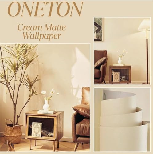Image of ONETON Beig Matte Self Adhesive Wallpaper Peel and Stick Wallpaper for Living Room Bedroom Table (Beige MATT WP, 24x80 inch)
