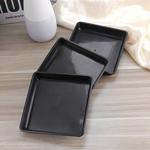 Yardwe 10 Pcs Square Plastic Plant Saucer Tray Plant Pot Saucer Flower Pot Tray For Garden Potted Water Drips And Soil 7 X 7 X 1.2 Inch (Black) #TOP3