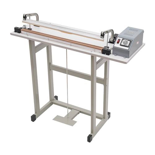 Foot Pedal Heat Sealing Machine, 110V 850W Portable Plastic Bag Sealing Machine, 22.83in Foot Pedal Impulse Sealer with Cutter, 0.6mm Wide Seal and Foot Control, for Industrial and Commercial Use