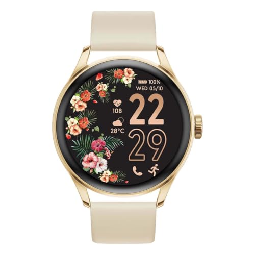 Ice-Watch - Ice Smart 3.0-1.2 Gold Beige AMOLED GPS - Montre connectée Ronde dorée pour Femme avec Bracelet en Silicone - 025115 (1.20 Pouces)