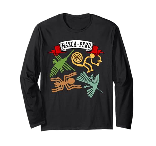 Peruvian Nazca Lines Peru Ancient Geoglyph Mystery Art Long Sleeve T-Shirt