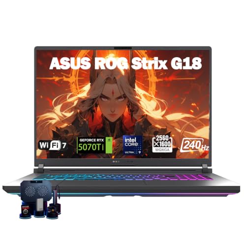 Image of ASUS ROG Strix G18 Gaming Laptop - Intel Core Ultra 9 Processor 275HX(up to 5.4 GHz), GeForce RTX 5070Ti, 2.5K 240Hz /3ms Nebula Display, 64GB DDR5 RAM, 4TB SSD, WiFi 7, Windows 11 Pro