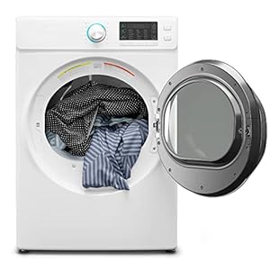 KoolMore FLD-8CWH, White Front Load 8 Cu. Ft. Dryer, Capacity Home Unit with Wrinkle Release Steam Function and Smart Sensor Dry Technology, Stainless-Steel Drum [240V], X-Large (27″)
