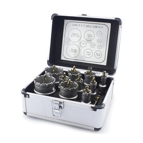 Juego de brocas avellanadoras de carburo de 10 piezas, medidas de 16 a 53 mm, para acero inoxidable, hierro fundido, chapas de acero y aleaciones de aluminio, uso DIY