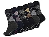 6 Paar Socken Karo Rautenmuster Herren Damen Baumwolle Komfortbund ohne Naht 25349 (43-46)