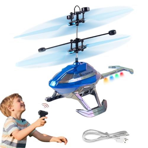Avión teledirigido – Drone Helicóptero con control con gestos y luces LED, suministros para avión resistentes a las caídas recargables para césped, salón, jardín y patio