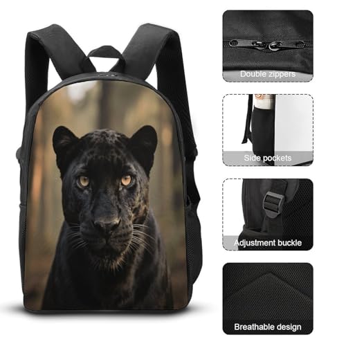 Black Panther 3pcs Lightweight Travel Backpack Printed Backpack With Lunch Pack Storage Box Case3