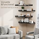 4 Tier Floating Corner Shelves Black Set of 4, Rustic Pine Wooden Floating Corner Wall Shelf for Wall Décor Storage, L Shaped Corner Shelf Wall Mount for Bedroom, Living Room, Bathroom, Kitchen. - Image 3