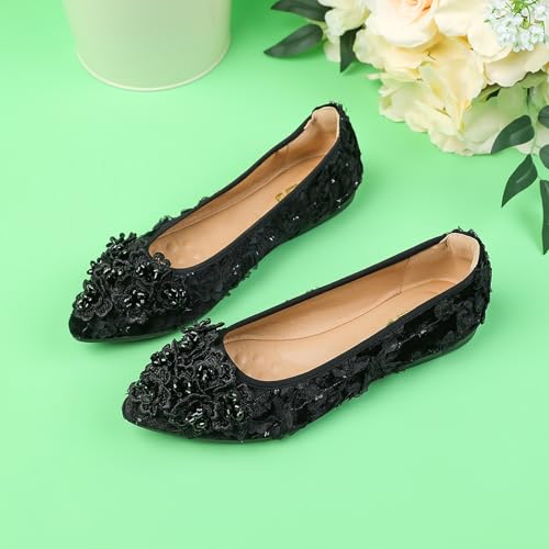 Unifizz Women Ballet Flats Flower Wedding Ballerina Shoes Sparkly Comfort Slip on Flat Shoes4