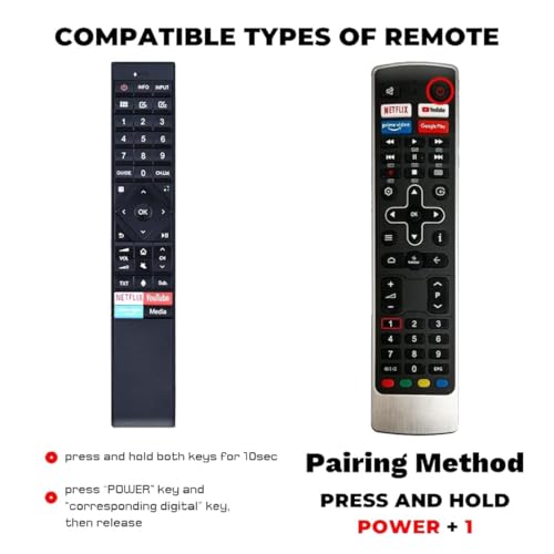 Image of Compatible VU LED Smart TV Remote | Replacement for Iconium Pixelight 4K Smart Android UHD HD TVs | Netflix YouTube Prime Video Hotstar Shortcut Keys | Suitable for Multiple Models & Sizes
