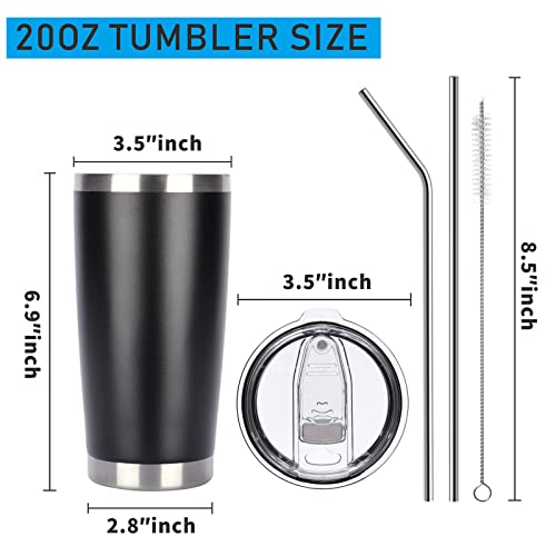 Pandance 20Oz Stainless Steel Insulated Tumblers With Lid And Straw Bulk, Double Wall Vacuum Water Cups For Hot & Iced Coffee Drinks, Simple Modern Travel Mug (Black, 12 Pack) #TOP1