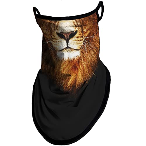 Obacle Bandana Face Mask With Ear Loops Neck Gaiter Face Mask Scarf Face Cover For Men Women (Animal Lion Gold) #TOP19