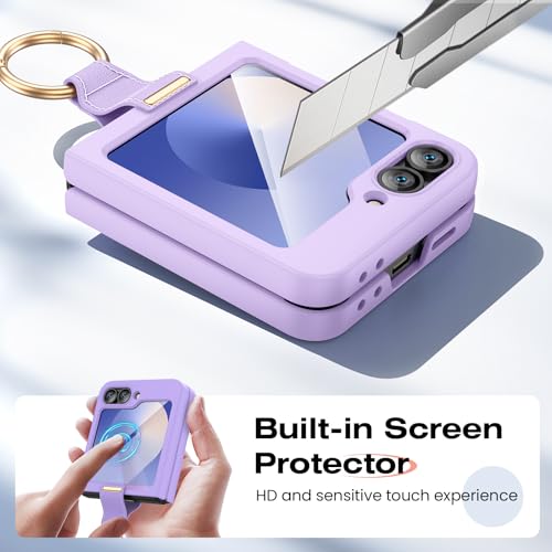 Image of Ruky Case for Z Flip 6, Built-in Outer Screen Protector, Purple