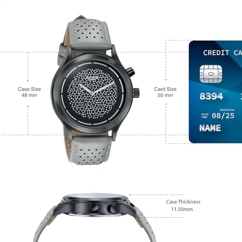 Image of Sonata Poze 8 EL Glow Watch Quartz Analog with Grey + EL Glow Dial Grey PU Leather Strap Watch for Men - SP70108NL01W