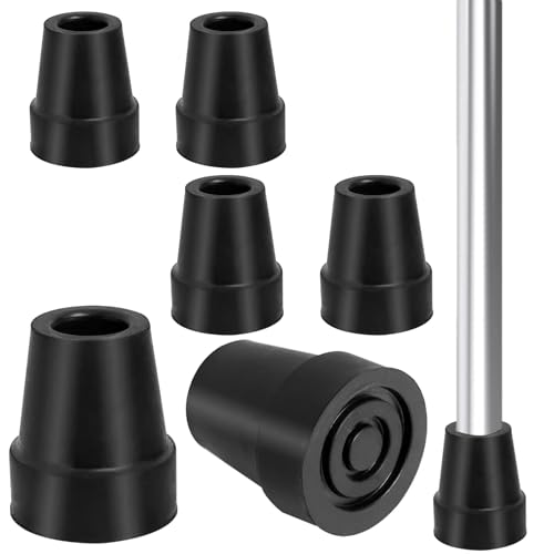 6 Pièces Embout Béquille Antidérapant 19 mm Embout Canne de Marche en Caoutchouc Stable Haute Intensité Embouts de Canne Remplacement avec Patin en Acier...