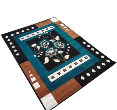 Image of 8x11 Feet Blue Carpet for Living Room | Large Soft Floor Rug | Modern Designer Carpet for Hall & Bedroom | Anti Skid Washable Area Rug