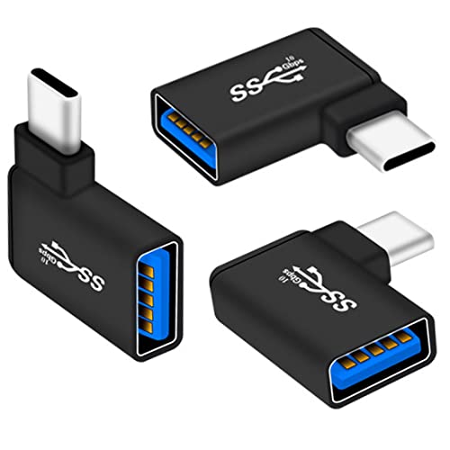 Adaptateur USB C vers USB 3.0 à 90 Degrés (Lot de 3), Adaptateur Coudé Angle Droit OTG USB-A 3.0 Femelle à USB-C 3.1 Mâle Compatible avec MacBook Pro, Portable, Galaxy, Téléphones USB-C Cover