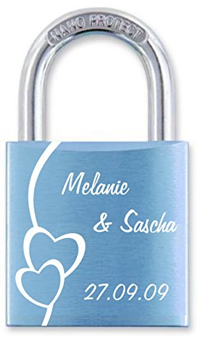 Gravurenalarm® Liebesschloss Hellblau mit einseitiger Gravur Abus Baby™Lock