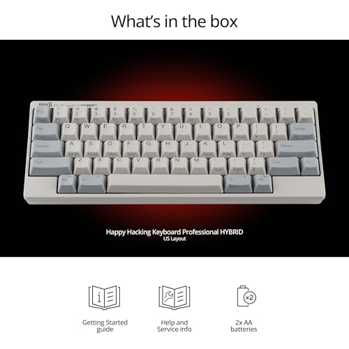 Image of HHKB - Happy Hacking Keyboard Professional Hybrid, White | Wireless, Bluetooth, Wired, USB, Mac, Windows, Printed | 2 Year Advance Exchange Warranty