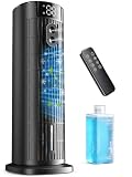 Climatiseur Mobile Sans Évacuation (<30 dB), Moteur CC Amélioré 2026, Ventilation Puissante 7,5 m/s, Minuteur 10H, Oscillation 90° et 4 Vitesses, Climatiseur Portable avec Télécommande, Noir Dépoli